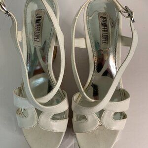 Womens Jennifer Lopez White DESIREE Wedge Size 9